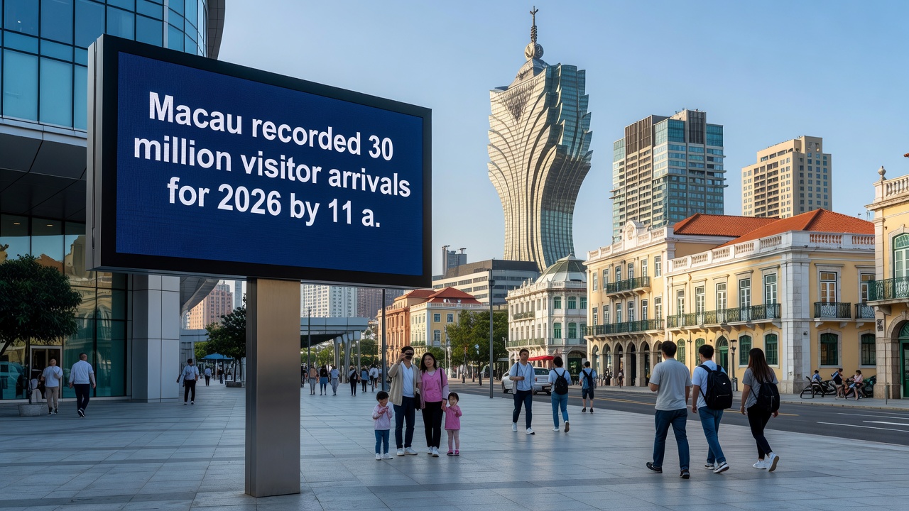Tourists checking in at Macau border facilities during peak summer season