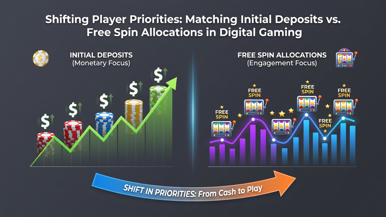 Analytics dashboard displaying player preference shifts between deposit bonuses and free spin offers over recent quarters
